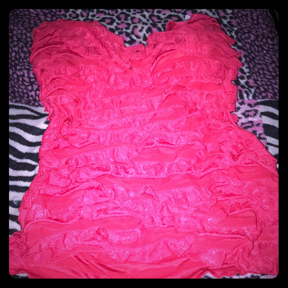 Red Ruffle Tube top